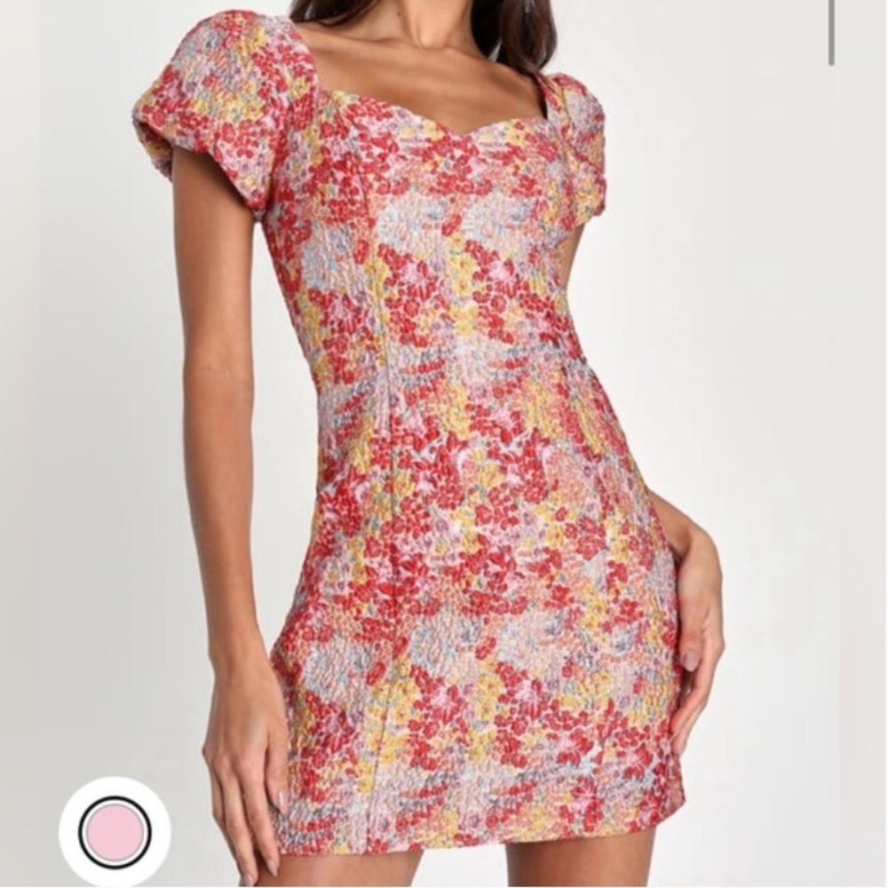 Lulus Floral Puff Sleeve Mini Dress